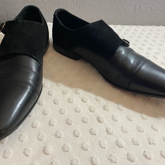 ASOS DESIGN monk shoes in black with suede leather emboss panel - Picture 14 of 15